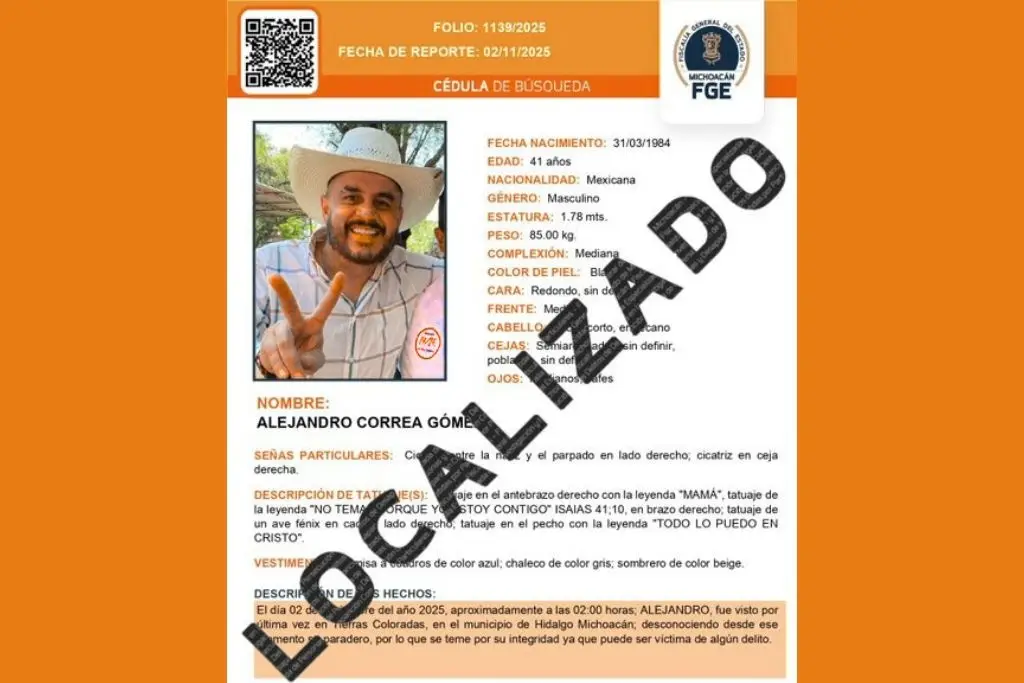 Encuentran con vida al exalcalde de Zinapécuaro, Alejandro Correa Gómez