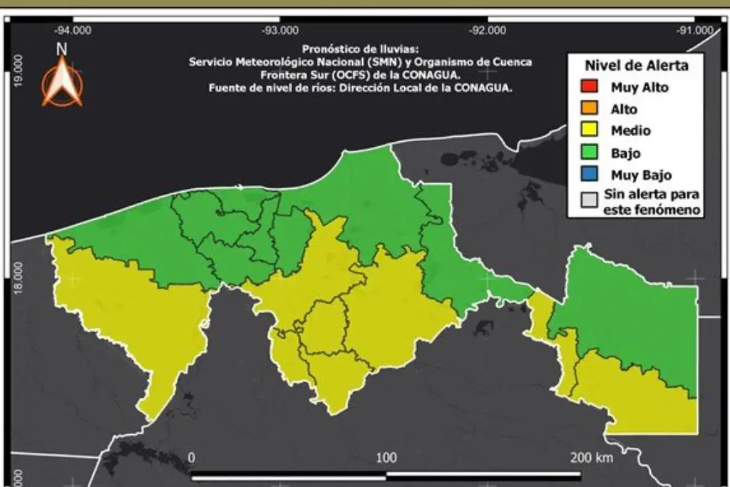 Protección Civil emite alerta amarilla por fuertes lluvias en Tabasco por frente frío 19