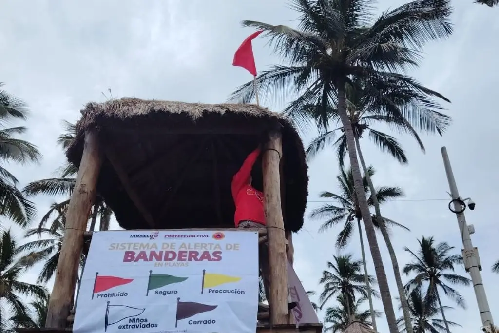 ¡Prohibido nadar en playas de Paraíso!: PC Tabasco iza 'Bandera roja'