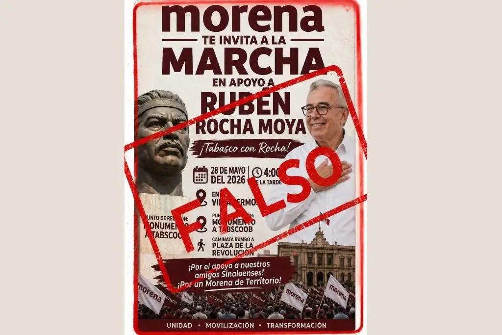 Morena Tabasco desmiente convocatoria a marcha en apoyo a Rubén Rocha Moya en Villahermosa