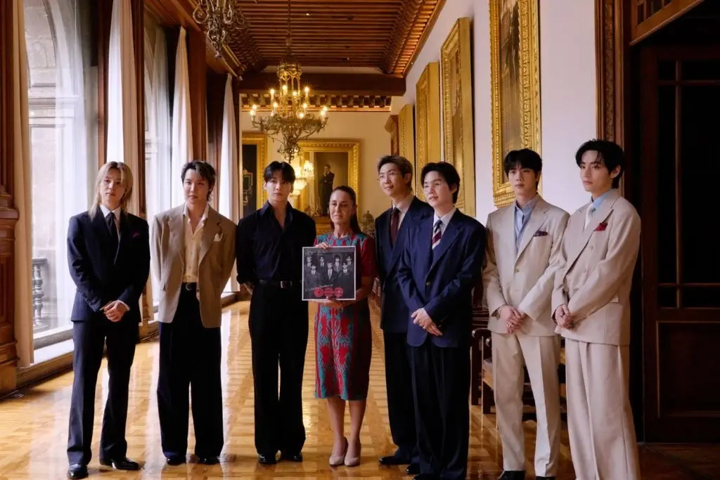 BTS muestra en un video su encuentro con Sheinbaum en Palacio Nacional
