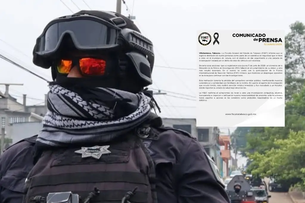 Fallece elemento de la Policía de Investigación durante operativo en Jonuta; hay 4 detenidos 