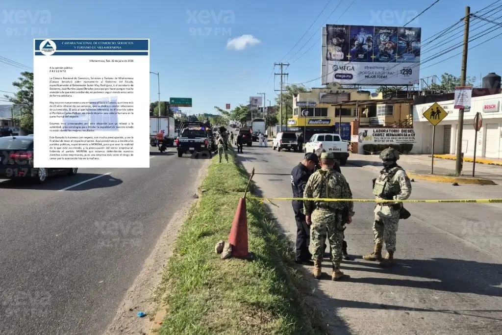 Canaco denuncia que inseguridad pone en riesgo la actividad comercial en Villahermosa