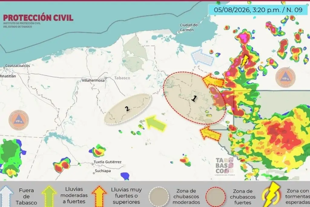 Tabasco en alerta por línea de tormentas con lluvias intensas y fuertes vientos 