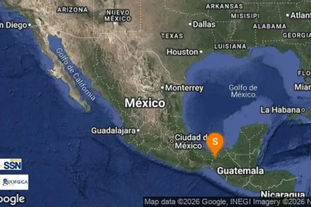 Se registra sismo de 4.0 al suroeste de Huimanguillo, Tabasco