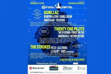 Gorillaz, Twenty One Pilots y The Strokes, los headliners del Corona Capital 2026